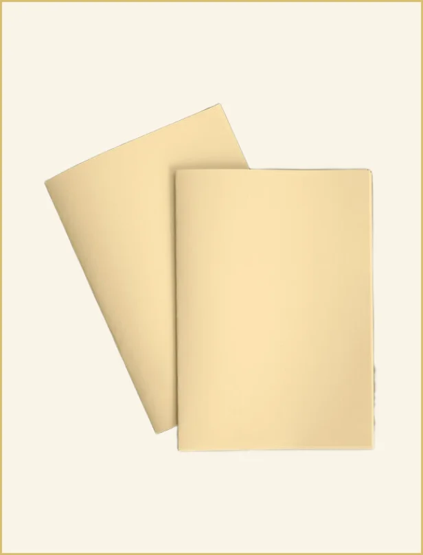 Two blank tan folders overlapping each other.